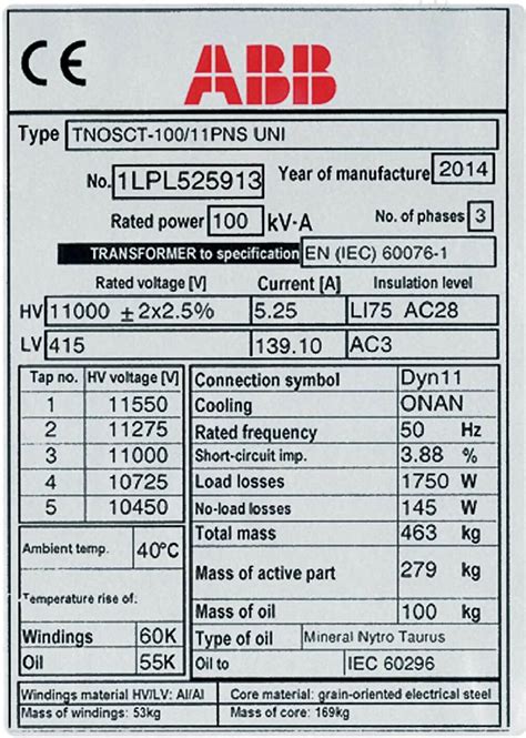 abb transformer data sheet.